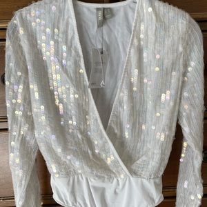 Sequin long sleeve bodysuit